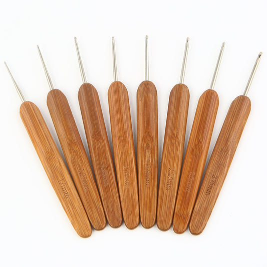8-Piece Bamboo Crochet Hook Set – 1.0mm to 2.75mm