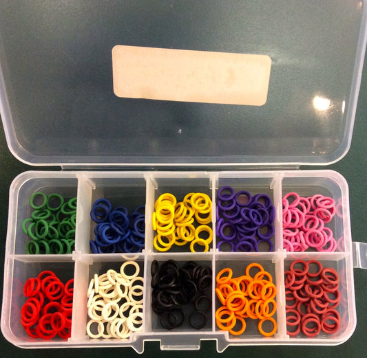 Complete set of Small Stitch Markers! 10 different colors! 300 Stitch Markers!! Comes in plastic storage box! 5mm OD