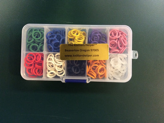 Complete set of Large Stitch Markers! 10 different colors! 300 Stitch Markers!! Comes in plastic storage box!  13mm OD