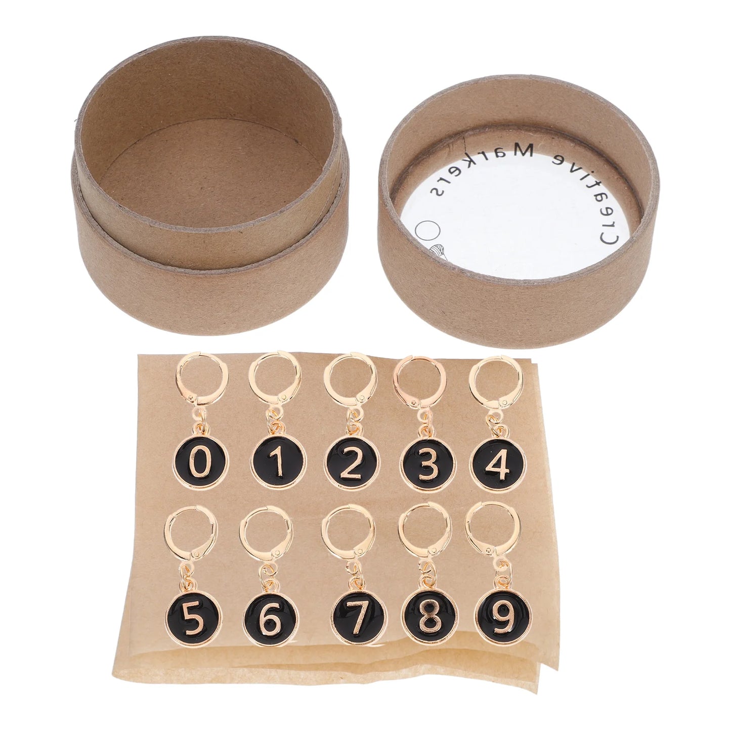 “Count Me In” Numbered Stitch Marker Set – Black (10 pcs)