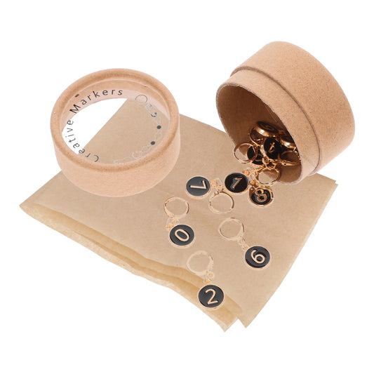 “Count Me In” Numbered Stitch Marker Set – Black (10 pcs)