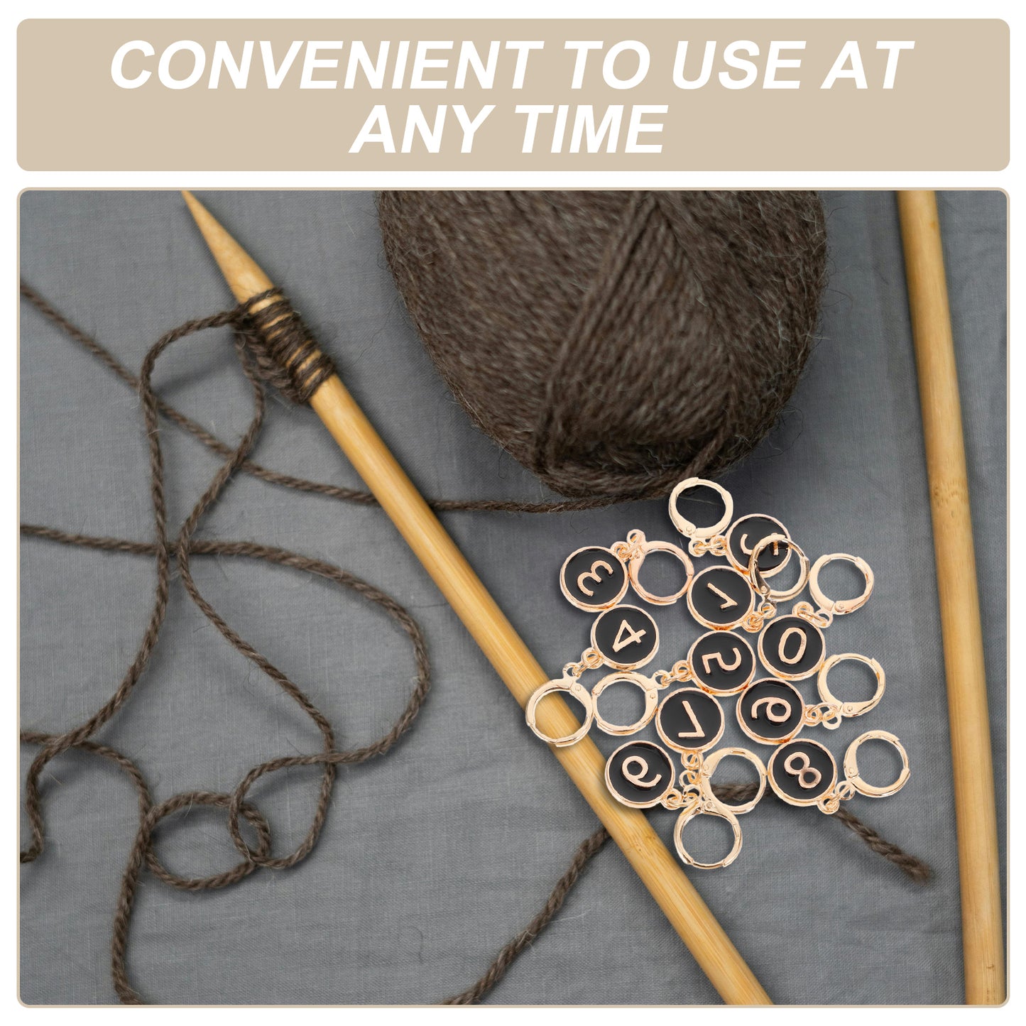 “Count Me In” Numbered Stitch Marker Set – Black (10 pcs)